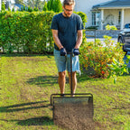 75L Metal Fertilizer Spreader with Adjustable T-Handle and Padded Handle, 70x40x112 cm, Black