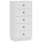Chest of 5 drawers for modern and space-saving bedroom, 47x29x95 cm, White