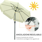 Garden and Terrace Umbrella Ø2.7x2.5 m Round with Tilting Head and UV 50+ Resistant, Beige
