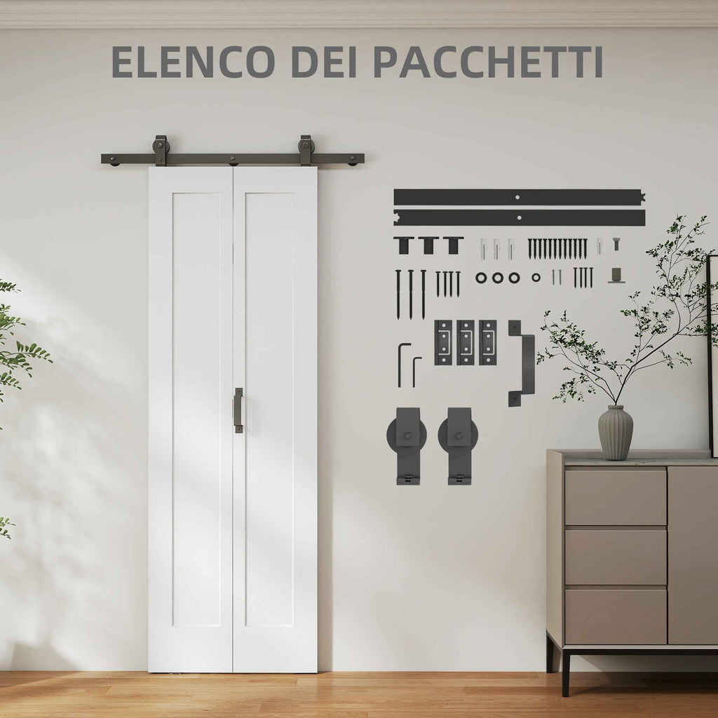 HOMCOM Sliding Folding Bifold Door with Paintable Surface, 70x210 cm, White