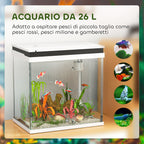 Goldfish Aquarium 26L with LED Lights, Filter System and Water Pump, 38x26x38 cm, White