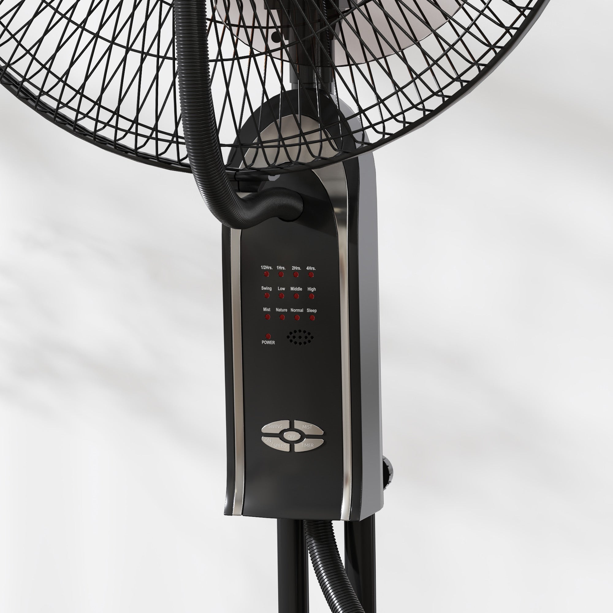 Adjustable Misting Fan 3 Speeds and 3 Modes, 75° Oscillation, Remote Control, Black
