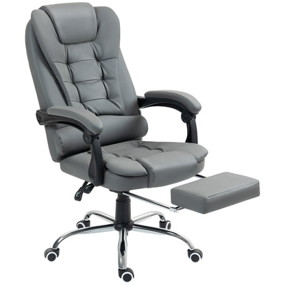 HOMCOM Ergonomic Office Chair 145° Reclining with Removable Footrest in Faux Leather, Gray