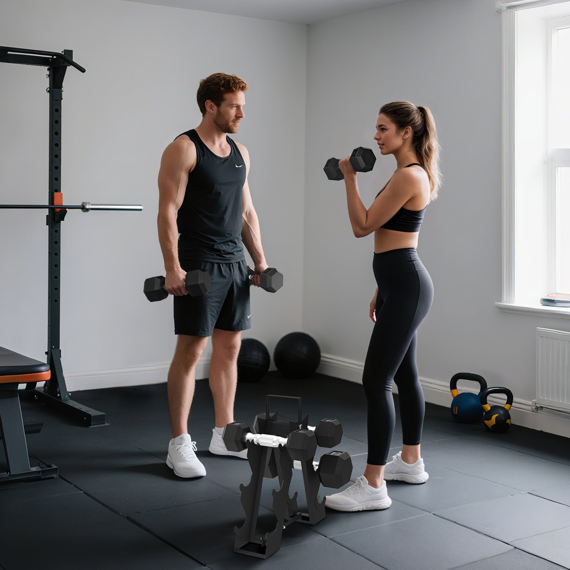 SPORTNOW Gym Dumbbell Set with Metal Stand and Non-Slip Grip, 2x2kg, 2x5kg, 2x8kg, Black