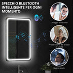 HOMCOM LED Bathroom Mirror with Bluetooth, Adjustable Lighting and Memory Function, Tempered Glass, 70x50x3.5 cm