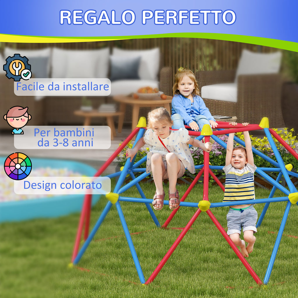 Climbing Dome for Children 3-8 Years, Metal Structure for 4 Children, Ø183x90cm, Multicolor
