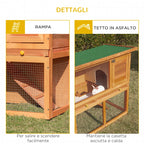 Two-Story Rabbit Hutch, Outdoor Rabbit Hutch with Spruce Wood House, 90x45x80 cm - Borge' Group Limited