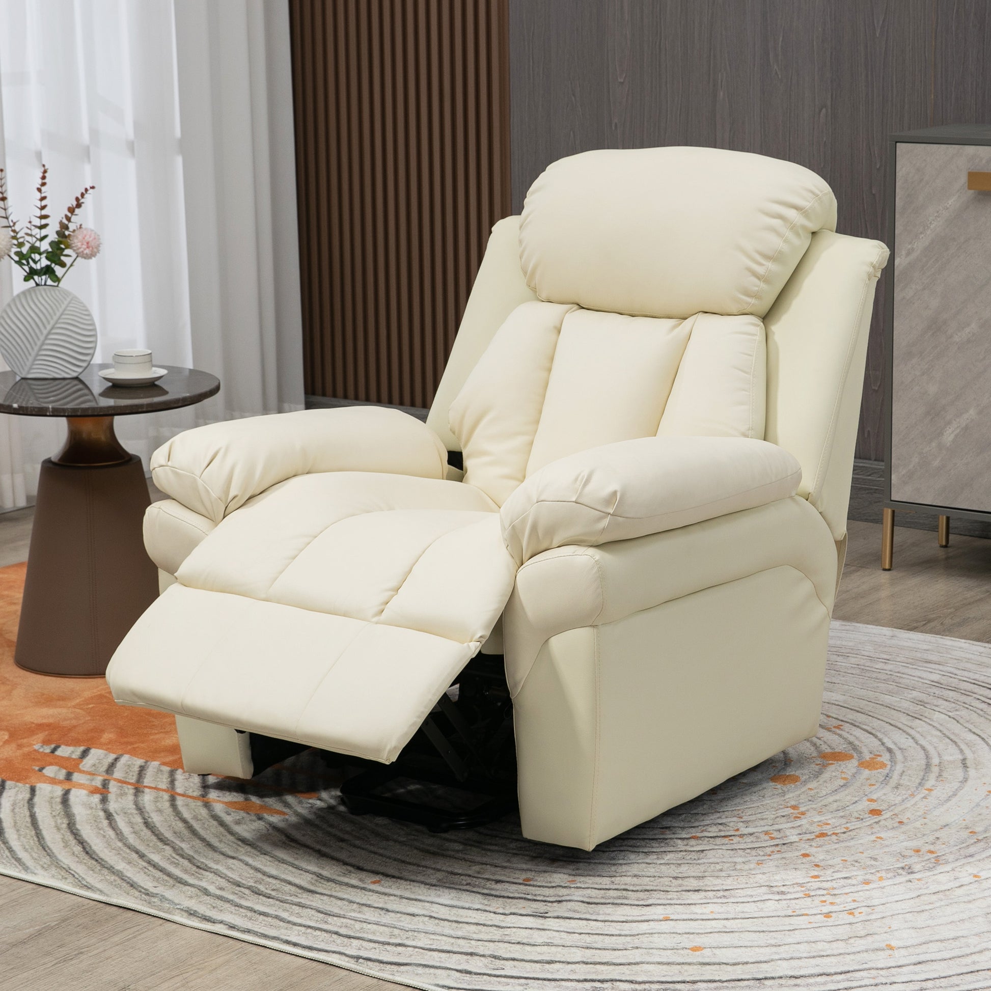 HOMCOM Electric Lifter Relax Armchair with Thick Padding and Remote Control, 96x93x105cm, Cream - Borgè