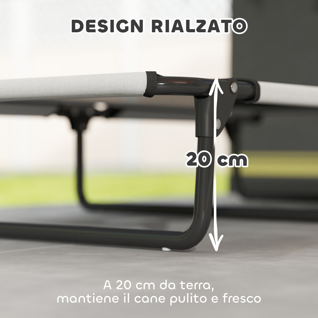 Foldable Dog Bed with Mesh Fabric for Indoor and Outdoor Use, 107 x 61 x 20 cm, Light Grey