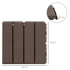Outsunny Set of 9 Interlocking Terrace Tiles, Non-Slip PP Floor Tiles (30x30x2cm), Area: 0.81 m², Brown