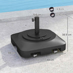 Outsunny Umbrella Base with Wheels and Fillable with Water or Sand, in HDPE, 48x48x32.5 cm, Black