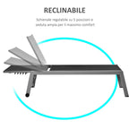 Outsunny Aluminum and Texteline Sun Lounger | Adjustable Backrest, Black and Gray, 2 Wheels | 169 x 65 x 102 cm