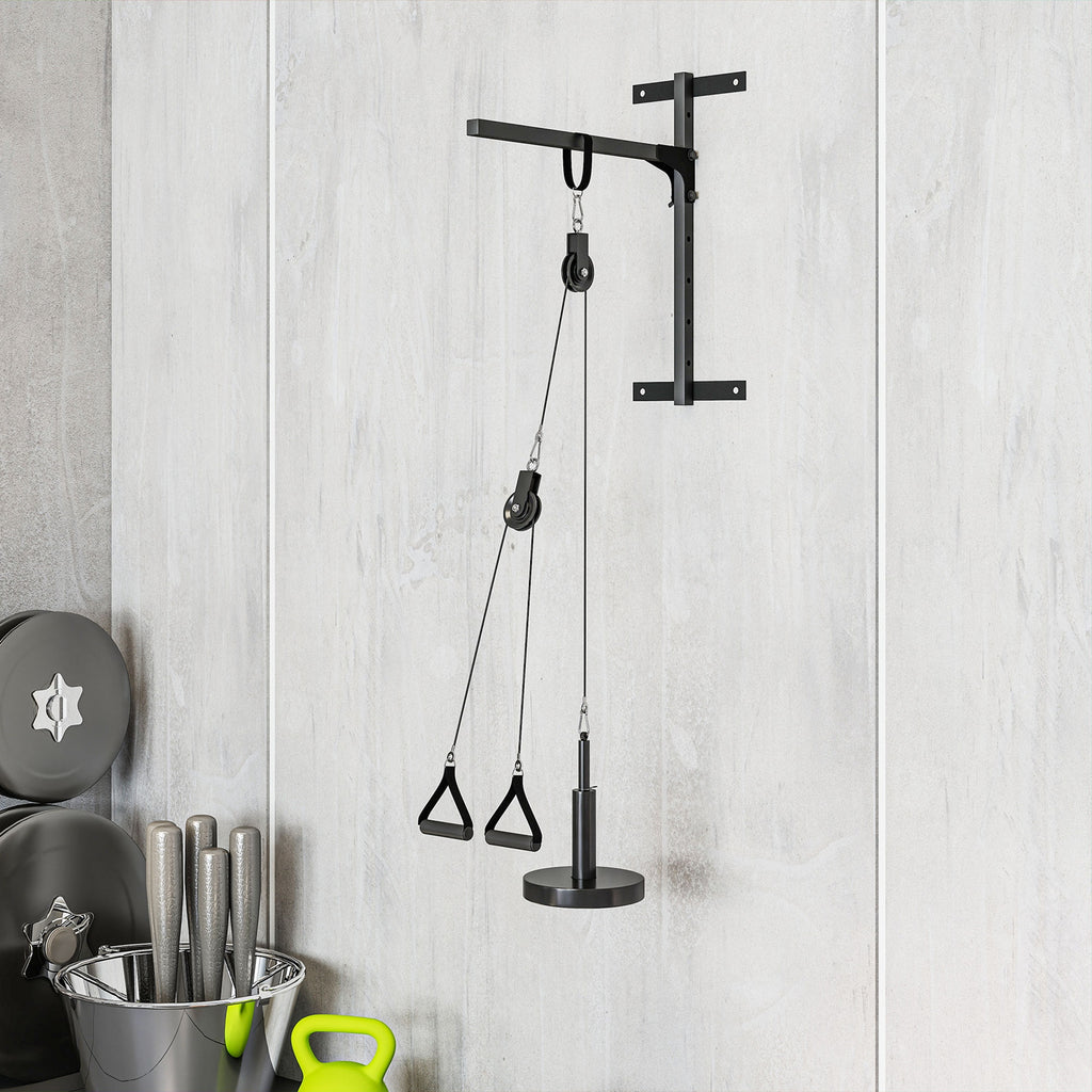 SPORTNOW Pulley Machine Home Gym and LAT Pulley Machine, Universal Weight Plate Attachment and Accessories