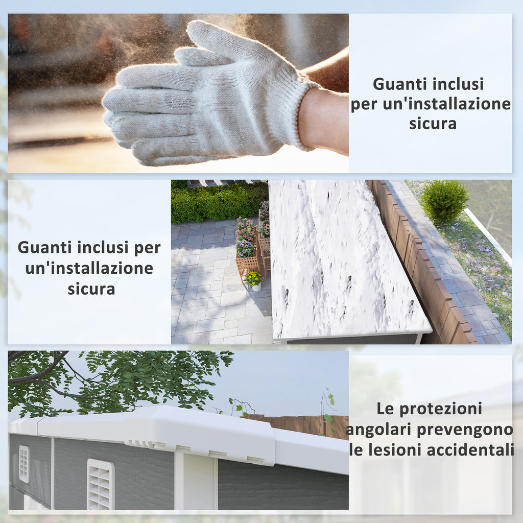 Resin Garden Shed with Floor, 2 Locking Doors, Window, 2.4 x 1.3 m, Grey