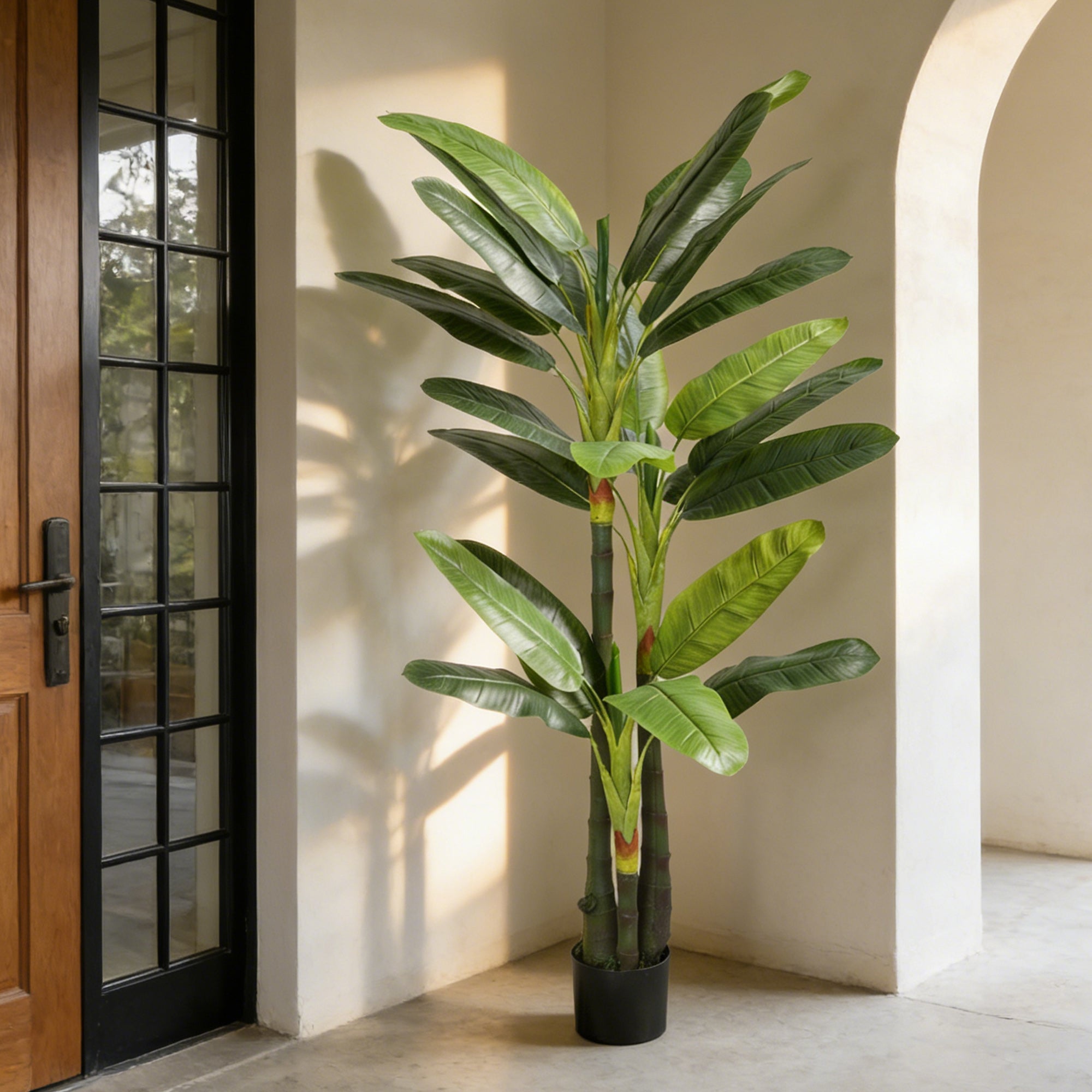 HOMCOM Artificial Banana Tree, Fake Plant with 18 Leaves, 180 cm, Green