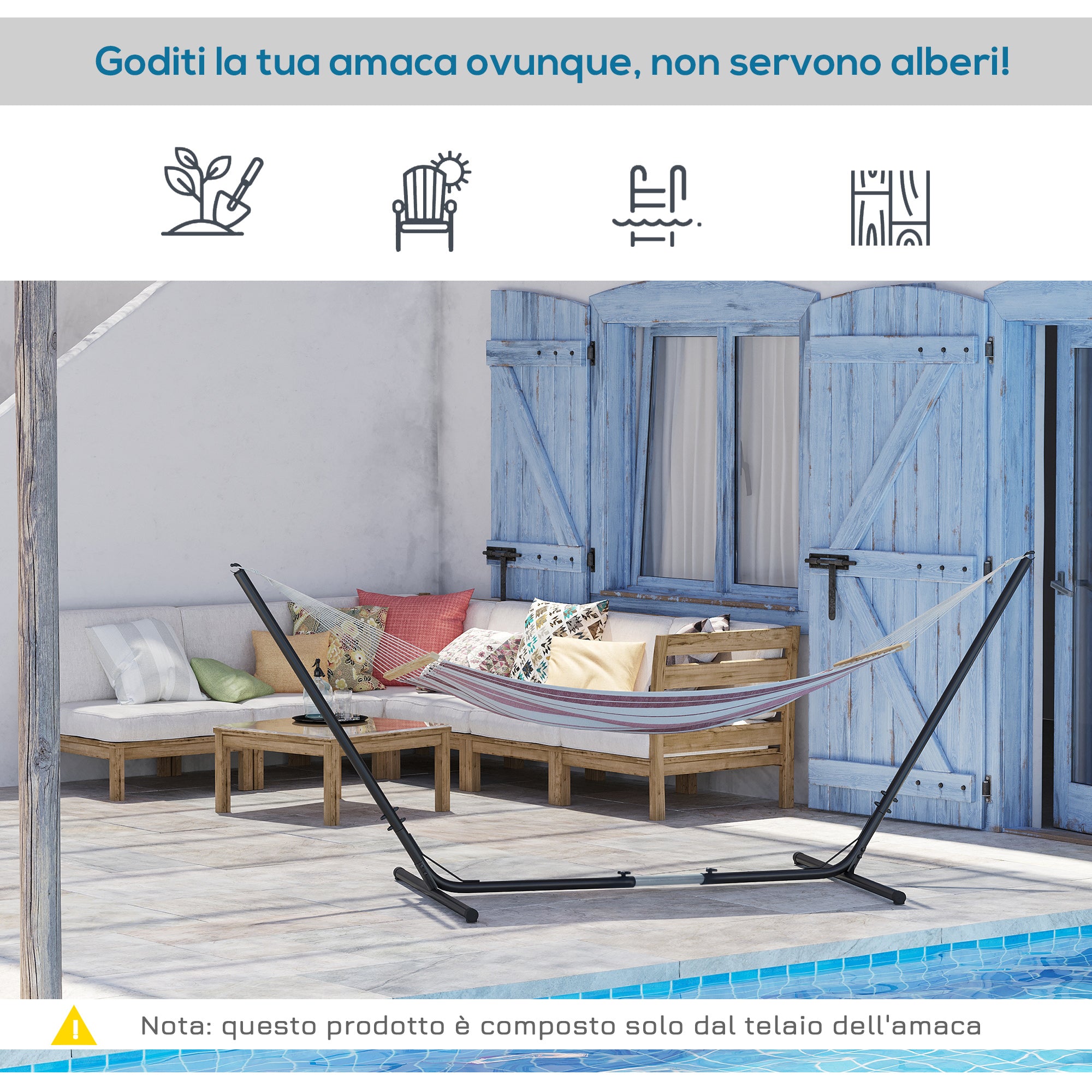 Outsunny Adjustable Hammock Support Frame Max. Capacity 120kg