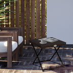 Folding Garden Table in Synthetic Rattan and Steel, Space-Saving Balcony Table, 40x40x40cm, Brown