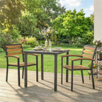 Outsunny Set of 2 Stackable Outdoor Chairs in Wood and Steel, Natural Wood Color