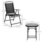 Outsunny 3-Piece Garden Set with 2 Chairs 53.5x64x93 cm and Coffee Table Ø45x50 cm, Metal, Black