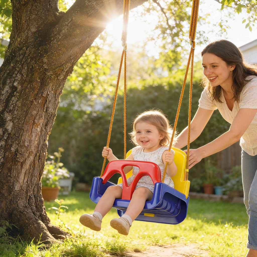 Outsunny 3-in-1 Garden Swing Set for Kids with Adjustable Rope, 42x33x120-180 cm, Blue