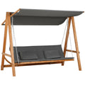 3-Seater Garden Swing Convertible to a Double Bed, 225.5x113x180cm