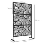 Outsunny decorative outdoor paragraph in steel with leaf design, 122x198cm, black - Borgè