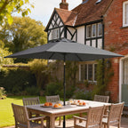 Outsunny 3x2m Rectangular Garden Umbrella with Crank Handle, Metal and Polyester, Dark Grey