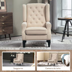 French Style Living Room Armchair with Padded Seat and Cushions, Polyester, 74x86x102 cm, Beige