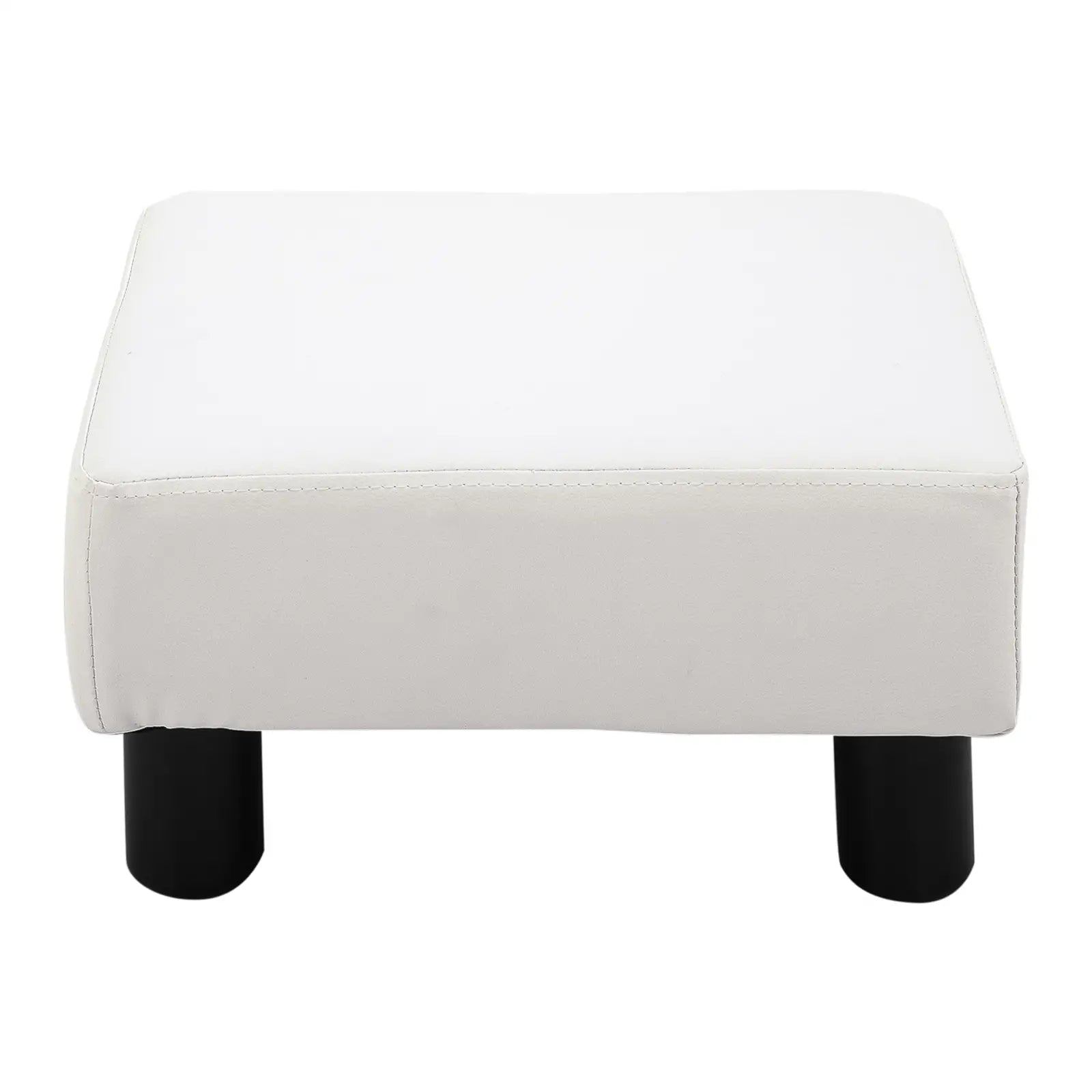 Rectangular Footstool Padded and Covered in White Faux Leather, for Living Room and Entrance, 40x30x24 cm
