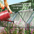 Outsunny 4-Door Roll-Up Mini Garden Greenhouse with Extended Cover, Steel and PE, 360x90x90 cm, Transparent