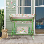 2-Seater Outdoor Children's Swing with Adjustable Canopy and Safety Belts, 112x75x120 cm, Green