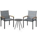 Outsunny 3-Piece Bistro Set: Mesh Chairs and Table, Mixed Grey.