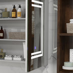 kleankin Bathroom Mirror Cabinet with LED Light, 80 x 65cm Bathroom Cabinet with Mirror, Soft Close Door, 3-Color Dimmable, Adjustable Shelves, Gloss White