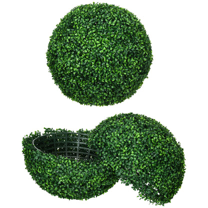 HOMCOM Set of 2 Fake Boxwood Ball Plants Ø50cm, Indoor and Outdoor Decoration, Green - Borgè