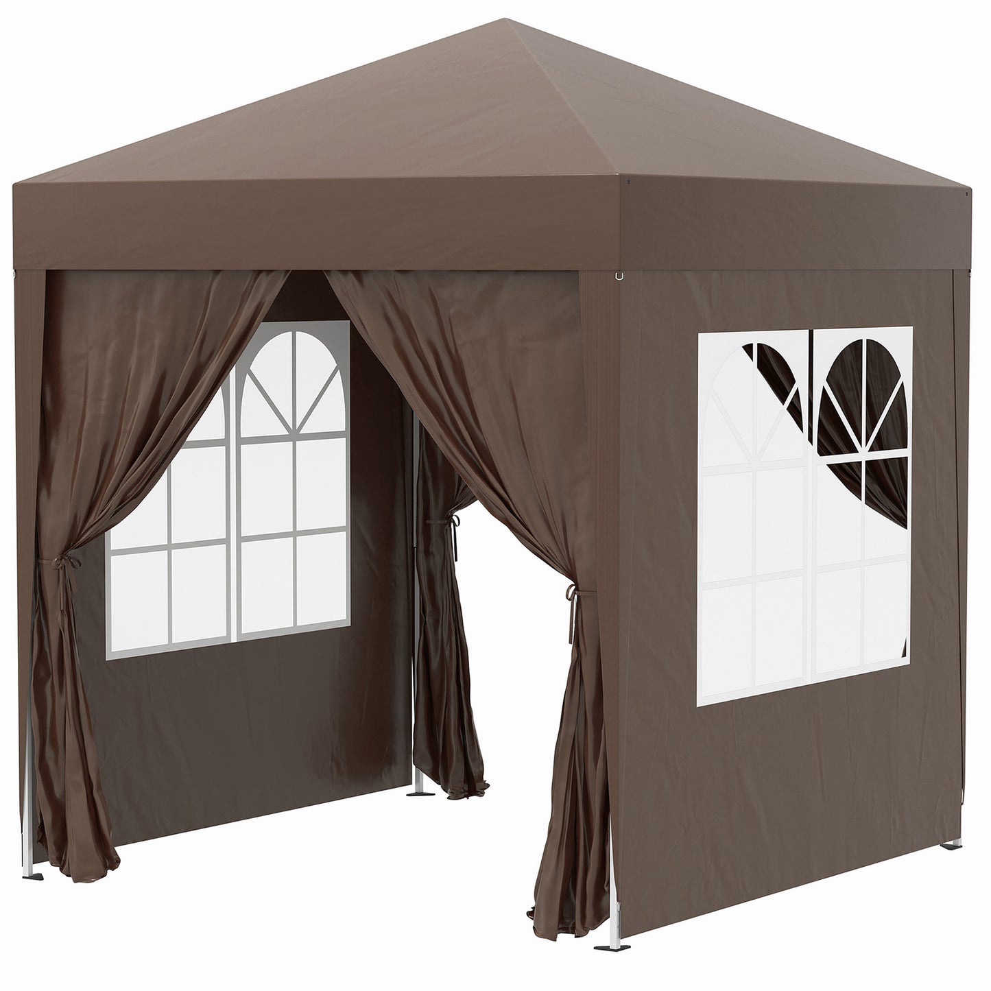 Outsunny gazebo 2x2 m folding with 4 removable walls and transport bag, metal and polyester, brown - Borgè