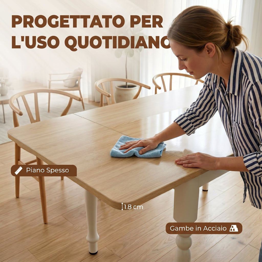 HOMCOM Folding Table for 2-6 People, Wood Effect Drop-Leaf Top, Natural Finish
