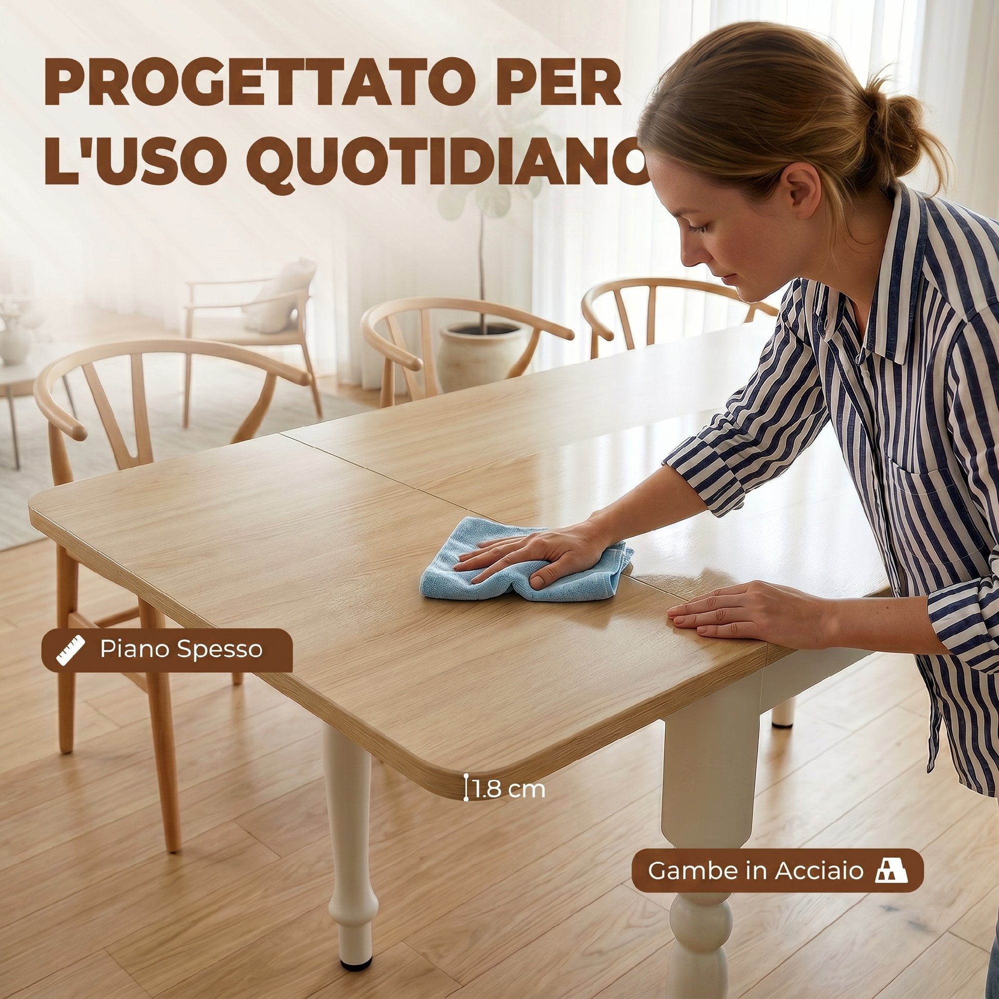 HOMCOM Folding Table for 2-6 People, Wood Effect Drop-Leaf Top, Natural Finish