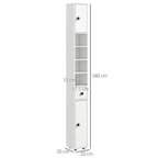 kleankin Bathroom Cabinet with Drawer, 2 Cabinets and 4 Open Shelves, Wooden, 20x20x180 cm, White