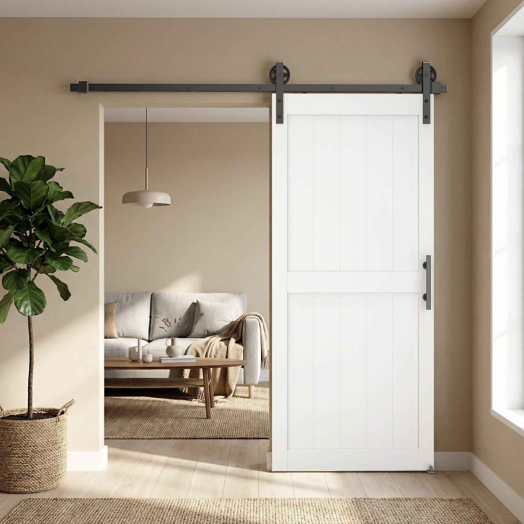 Sliding Door Industrial Style Interior Door, 81.3x213.4cm, Wood