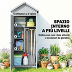 Outsunny Wooden Shed, 77x52.5x178cm, Wardrobe with Folding Workbench