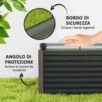 Raised Bed Set of 2 Rectangular Pieces Without Bottom, in Galvanized Steel, 120x60x60 cm, Dark Grey