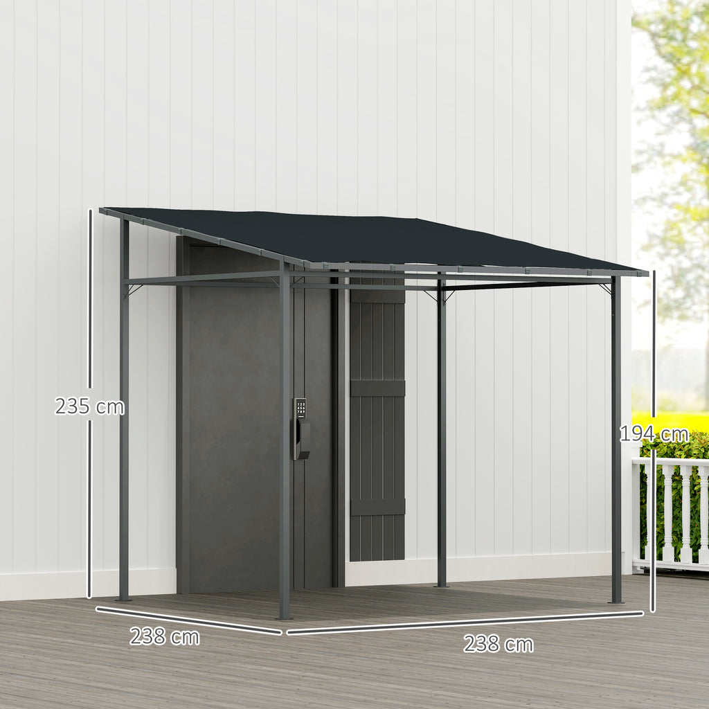 Pergola with Velcro Fasteners, in Metal and Polyester, 238x238x235/194 cm, Dark Grey