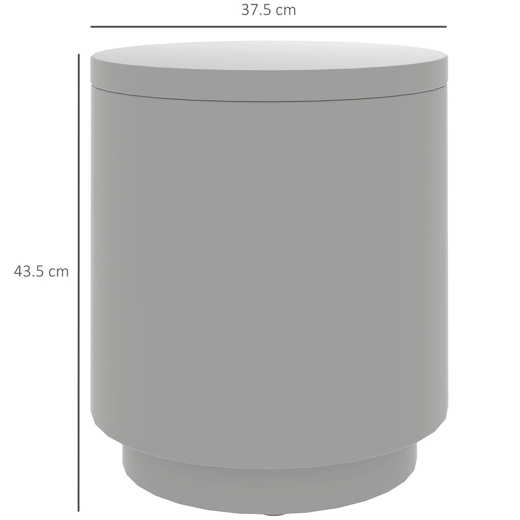 Multipurpose Coffee Table with Ice Bucket and Lid, in Concrete and Stainless Steel, Ø37.5x43.5 cm, Light Grey