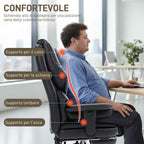HOMCOM Office Chair with Footrest and Headrest, PU Leather, Foam and Metal, 76x73x117-125 cm, Black