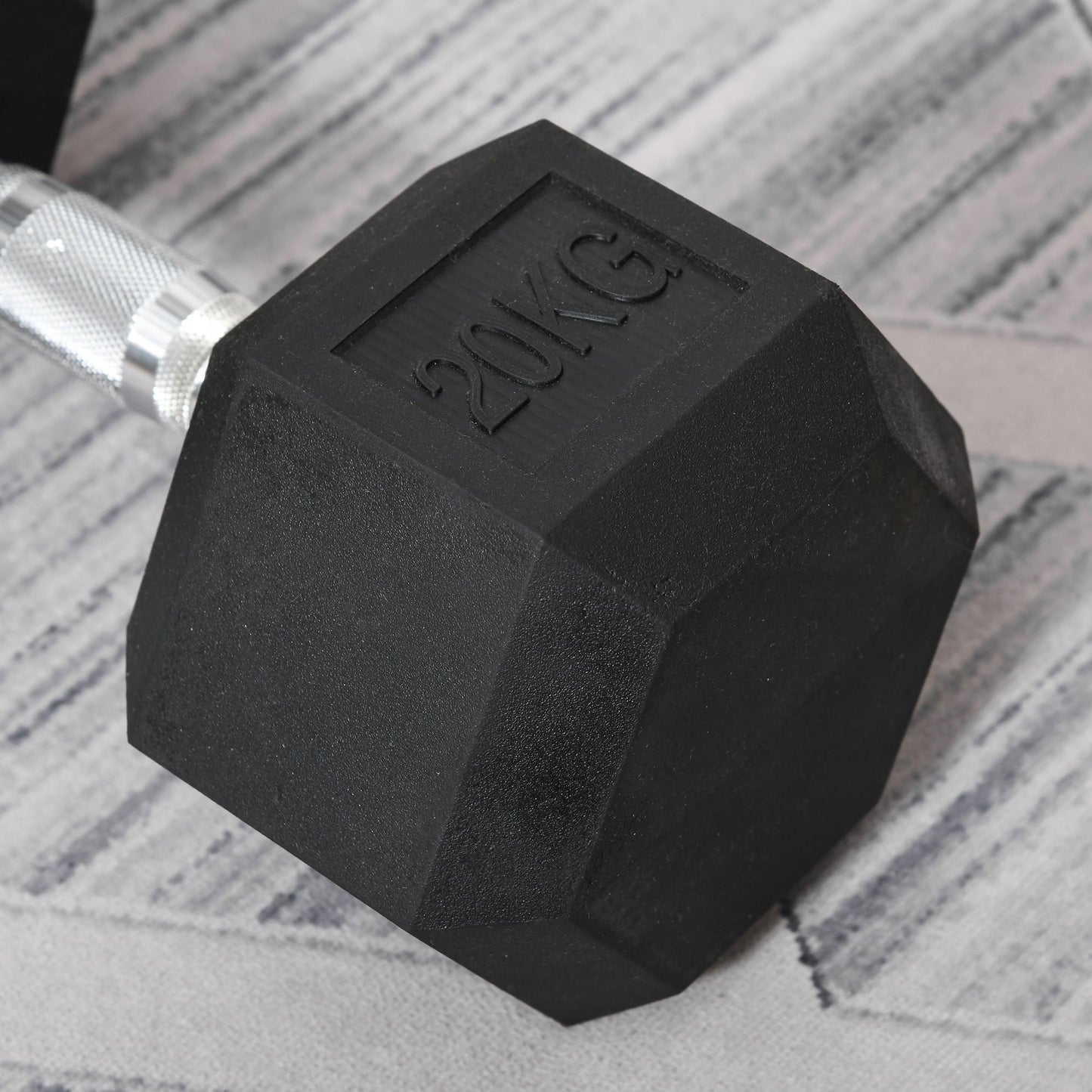 20kg Hexagonal Dumbbell in Steel and Rubber for Workouts in the Gym, Home and Office, Black