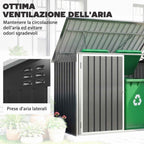 Outsunny Garden Shed, Horizontal Garbage Can Organizer, Dark Gray