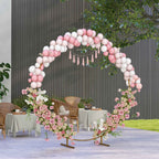 Outsunny Steel Garden Arch, Round Wedding Arch for Balloons and Climbing Plants for Ceremonies, Birthdays and Events, 222x60x224 cm, Gold