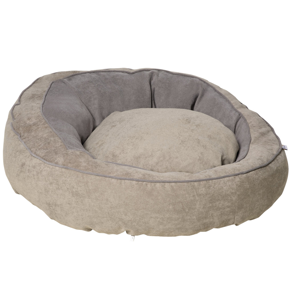 Padded Dog Bed with Cushion and Raised Edges, Fabric Cover, 85x85x35cm, Grey