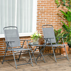 3 Piece Garden Set with 2 Chairs 53.5x64x93 cm and Coffee Table Ø45x50 cm, in Metal, Light Grey