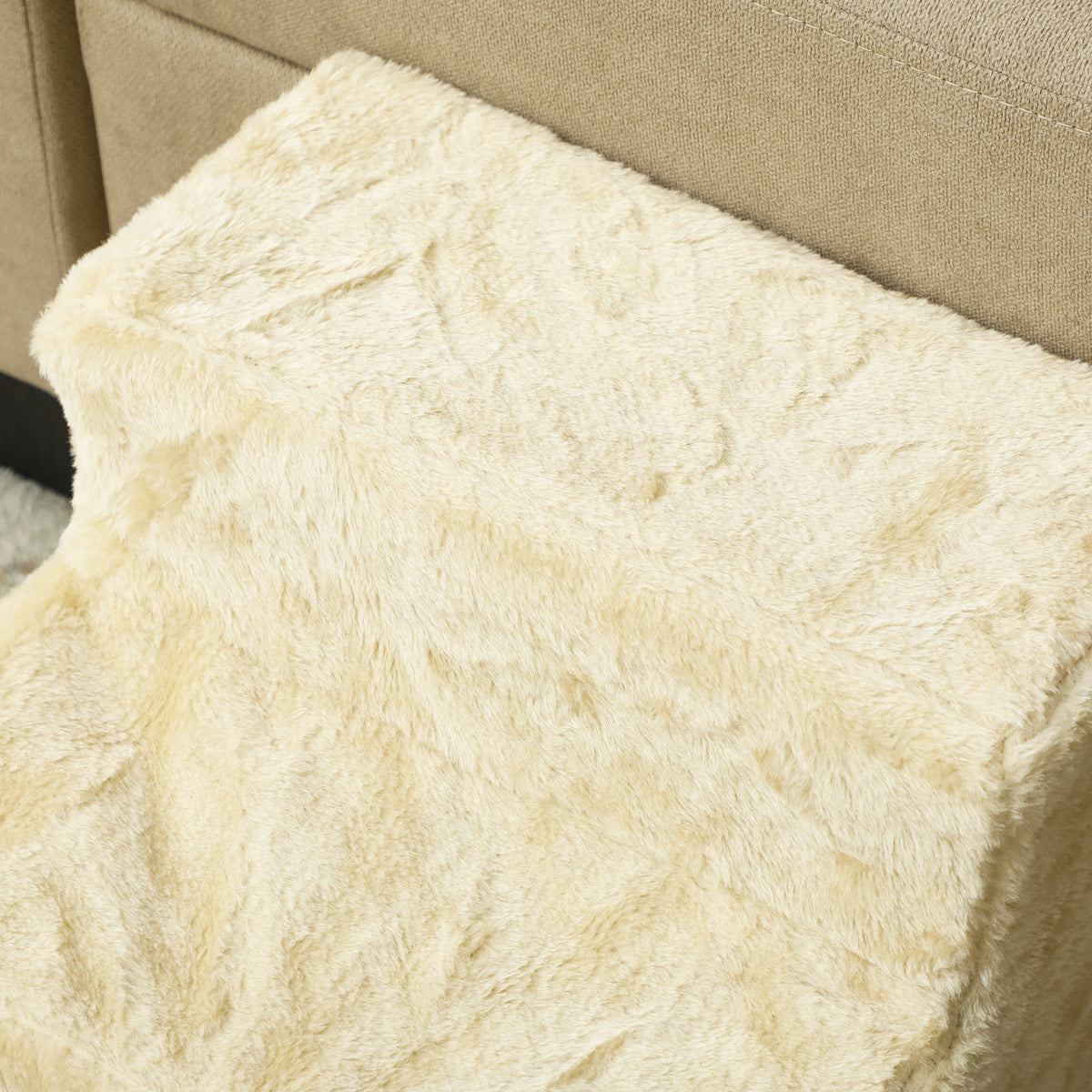 PawHut 3-Step Dog Ladder, Removable and Washable Velvet Step for Dogs and Cats, 4.5 kg, Beige